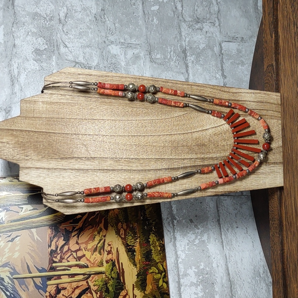 Sponge Coral/Carnelian Necklace